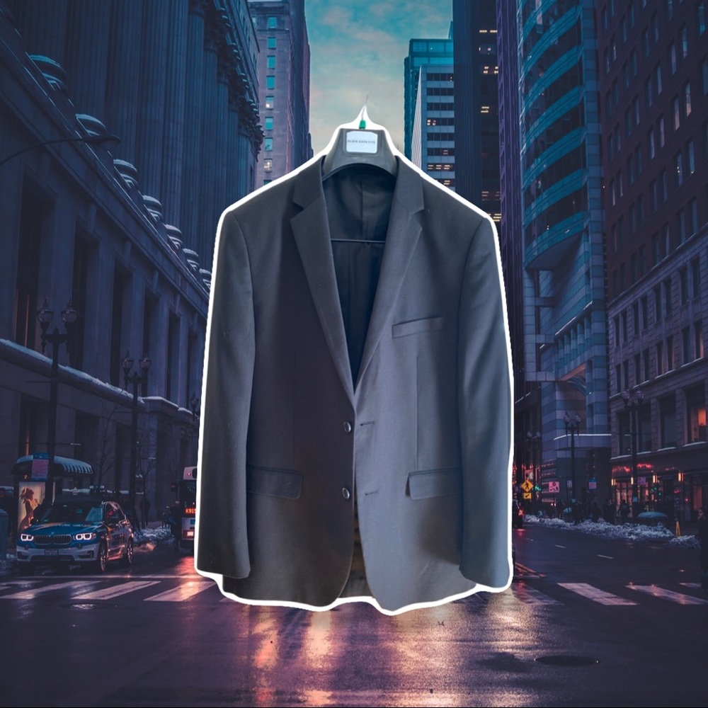 Mens black suit.